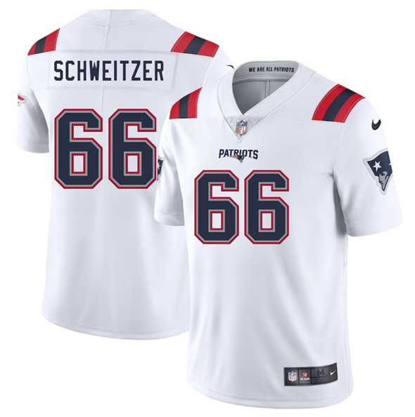 Men & Women & Youth New England Patriots #66 Wes Schweitzer White 2025 Vapor Limited Stitched Jersey